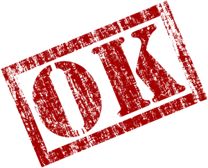 Red Black O K Stamp PNG