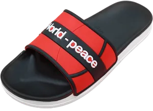 Red Black Peace Slide Sandal PNG Image