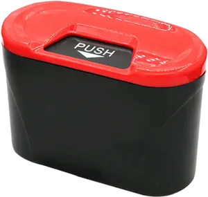 Red Black Push Lid Trash Can PNG Image