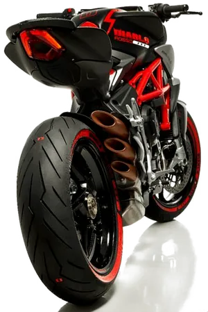 Red Black Sportbike Rear View PNG Image