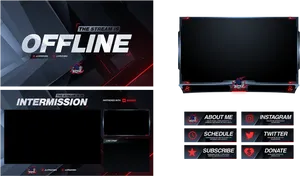 Red Black Stream Overlay Set PNG Image