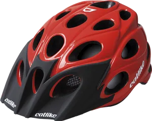 Red Black Vented Bicycle Helmet PNG Image