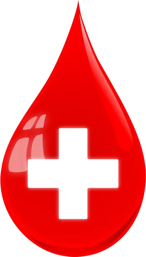 Red Blood Drop With Cross Symbol PNG Image