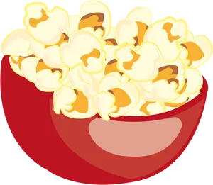 Red Bowl Fullof Popcorn Clipart PNG Image