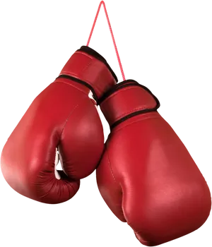 Red Boxing Gloves Hanging PNG Image