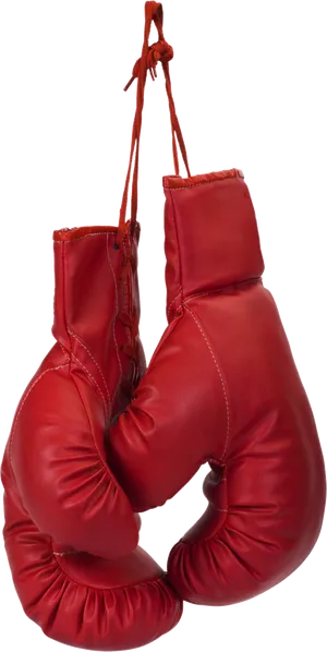 Red Boxing Gloves Hanging PNG Image