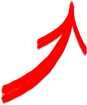 Red Brushstroke Curved Arrow PNG Image