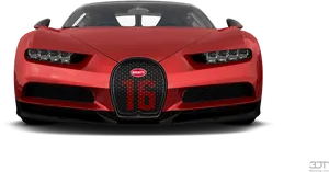 Red Bugatti Chiron Front View PNG Image