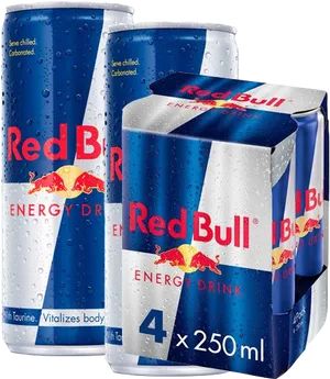 Red Bull Energy Drink4 Pack Cans PNG Image