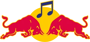 Red Bull Logowith Musical Note PNG Image