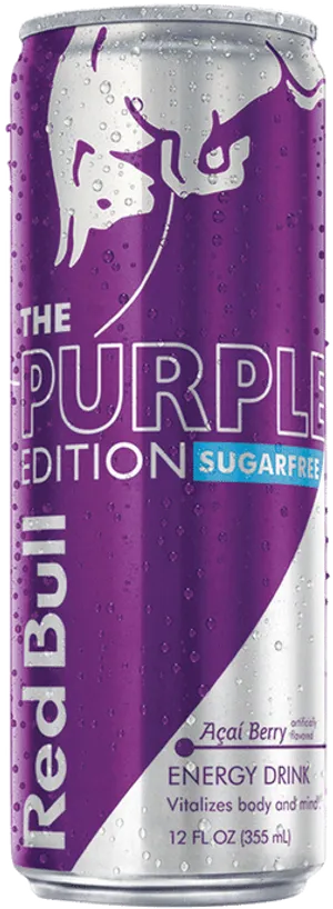 Red Bull Purple Edition Sugarfree Can PNG Image