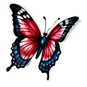 Red Butterfly Watercolor Png Kmp PNG Image