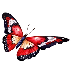 Red Butterfly Watercolor Png Pug40 PNG Image