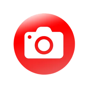 Red Camera Iconon Black Background PNG Image