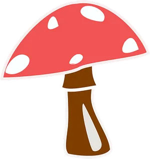 Red Capped Mushroom Cartoon PNG Image