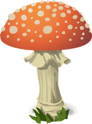 Red Capped Mushroom Cartoon PNG Image