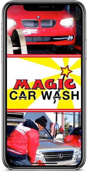 Red_ Car_ At_ Automatic_ Car_ Wash_ Service PNG Image