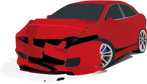 Red Car Crash Damage Illustration.png PNG Image