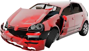 Red Car Crash Damage PNG Image