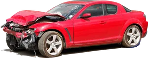 Red Car Severe Front End Damage.png PNG Image