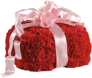 Red Carnation Floral Gift Bag PNG Image