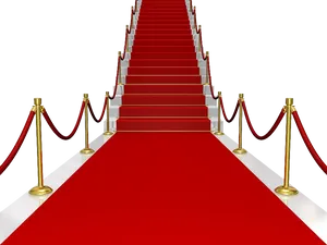 Red Carpet Staircasewith Velvet Ropes PNG Image