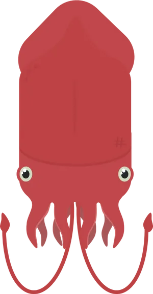 Red Cartoon Squid Illustration PNG Image