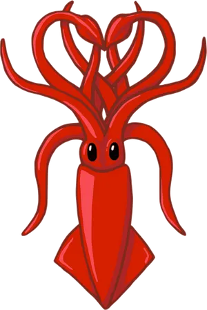 Red Cartoon Squid Illustration PNG Image