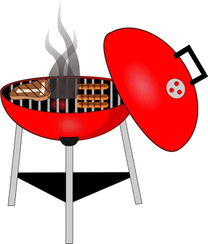 Red Charcoal Grill Cartoon PNG Image