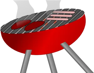 Red Charcoal Grill Cartoon PNG Image