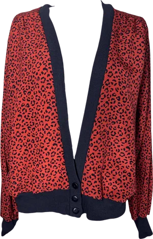 Red Cheetah Print Cardigan PNG Image