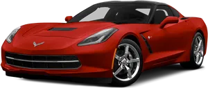 Red Chevrolet Corvette Stingray Side View PNG Image