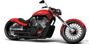 Red Chopper Motorcycle Profile PNG Image