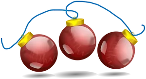 Red Christmas Ornaments Black Background PNG Image