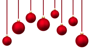 Red Christmas Ornaments Hanging Against Black Background.jpg PNG