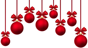 Red Christmas Ornamentswith Bows PNG