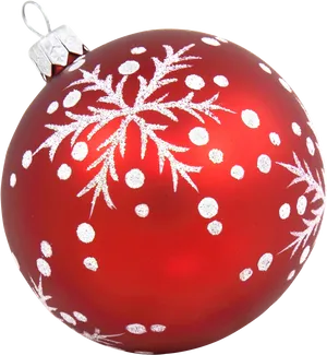 Red Christmas Ornamentwith Snowflake Design PNG Image