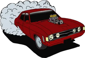 Red Classic Muscle Car Illustration PNG Image