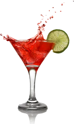 Red Cocktail Splash Lime Garnish.png PNG