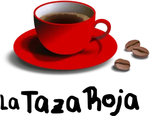 Red Coffee Cupand Beans PNG Image