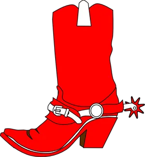 Red Cowboy Bootwith Spurs PNG Image