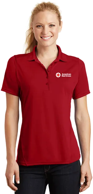 Red Cross Women Polo Shirt PNG Image