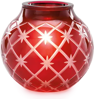 Red Crystal Vase Glow PNG Image