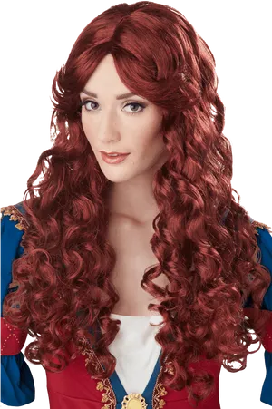 Red Curly Wig Costume Accessory PNG Image