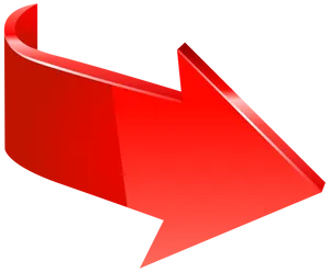 Red Curved Arrow Graphic PNG Image