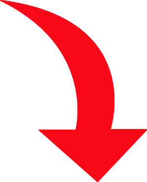 Red Curved Down Arrow PNG Image