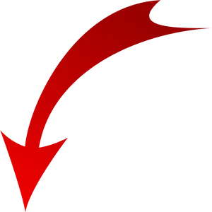 Red Curved Down Arrow PNG Image