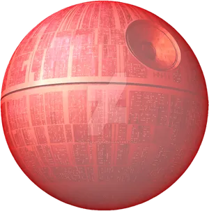 Red Death Star Rendering PNG Image