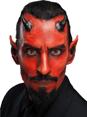 Red Devil Makeup Man Portrait PNG Image