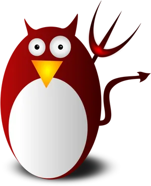 Red Devil Penguin Cartoon PNG Image